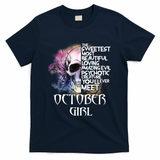 October Girl Funny Birthday Skull Woman T-Shirt - Navy