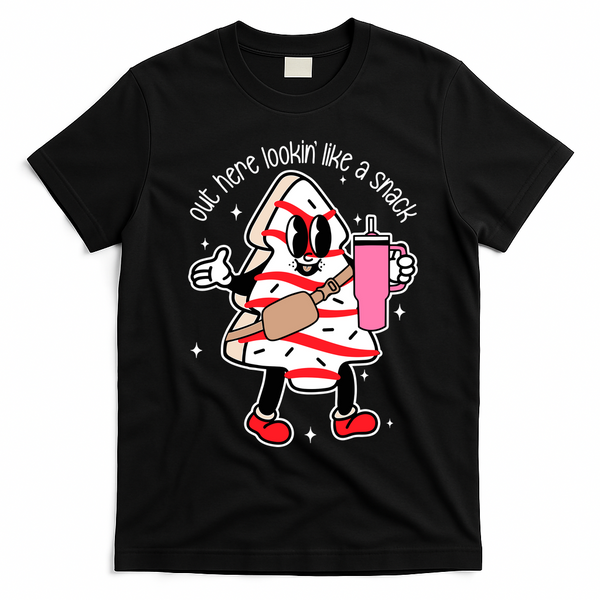 Out Here Looking Like A Snack Cute Boo Jee Xmas Trees Cakes T-Shirt - Black