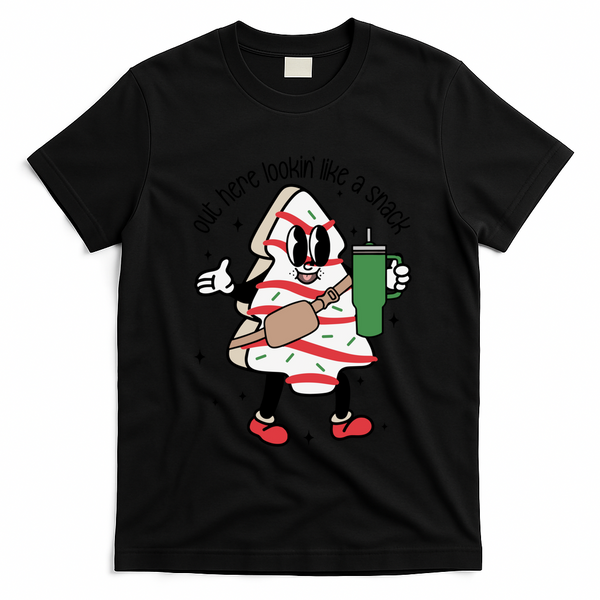Out Here Looking Like A Snack Cute Boo Jee Xmas Trees Cakes Gift T-Shirt - Black