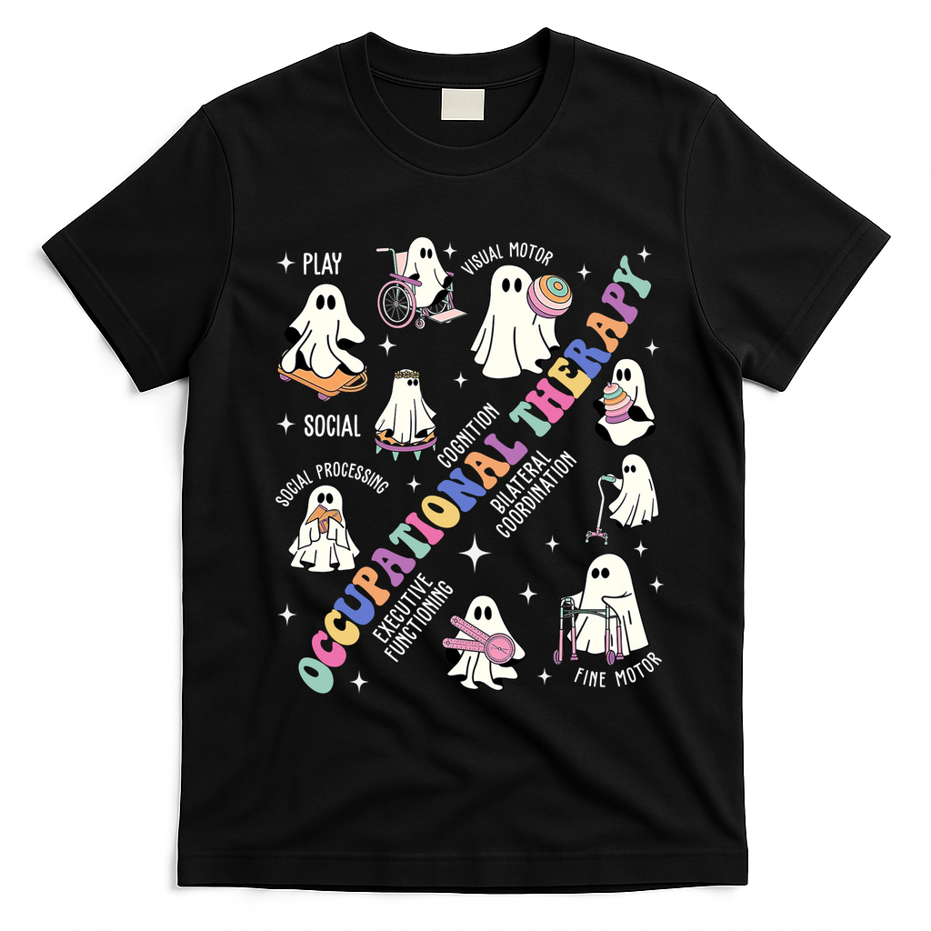 Ot Occupational Therapy Therapist Halloween Spooky T-Shirt - Black