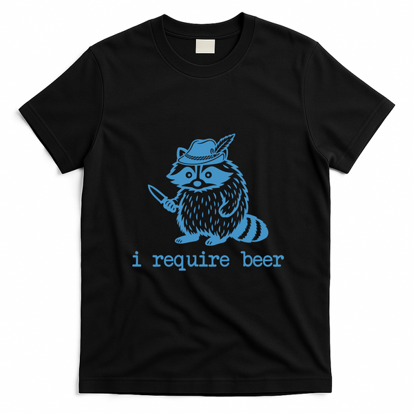Oktoberfest Racoon I Requre Beer Funny T-Shirt - Black