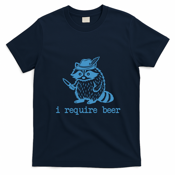 Oktoberfest Racoon I Requre Beer Funny T-Shirt - Navy Blue