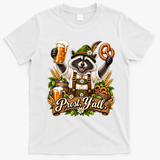 Oktoberfest Raccoon Prost Funny German T-Shirt - White