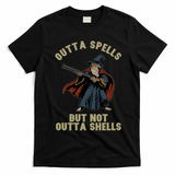 Outta Spells But Not Outta Shells Wizard Fantasy Meme T-Shirt - Black