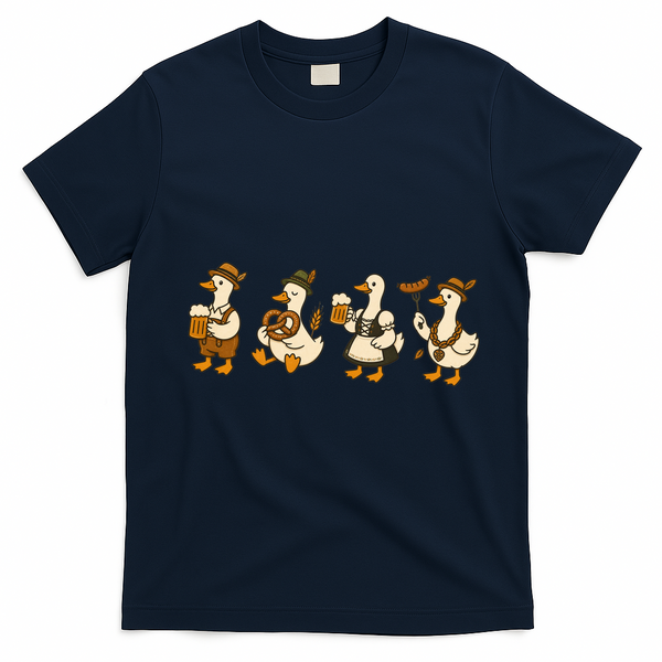 Oktoberfest Silly Goose German Octoberfest Beer Drinking Festival T-Shirt - Navy Blue