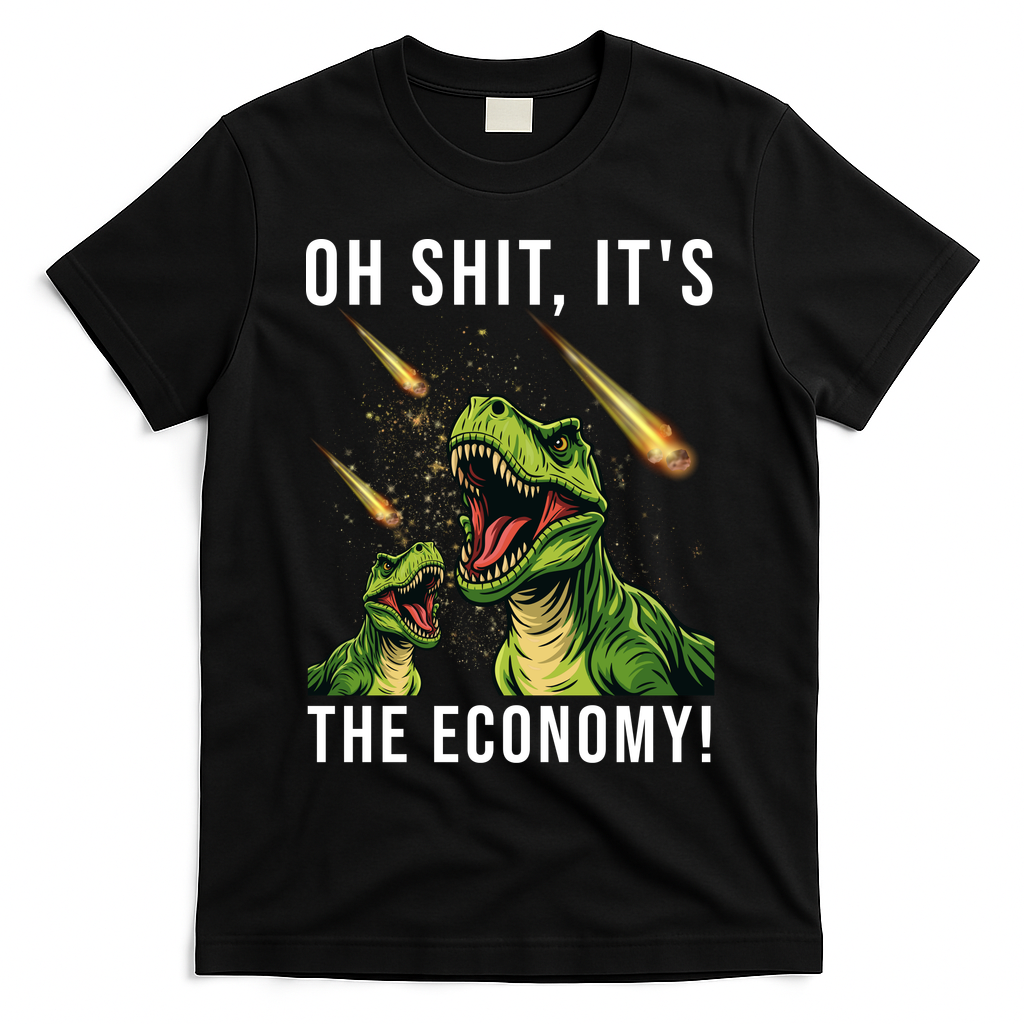 Oh Shit Its The Economy T-Rex T-Shirt - Black