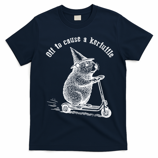 Off To Cause A Kerfuffle Capybara Scooter Chaos T-Shirt - Navy Blue