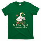 Off To Fight The Bad Cells Breast Cancer Funny Duck T-Shirt - Irish Green