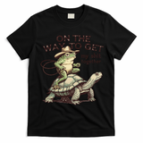 On The Way To Get My Shit Togther Cowboy Frog Turtle T-Shirt - Black