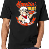 Old Row Smokin Meats and Clappin Cheeks BBQ Black T-Shirt - White