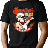 Old Row Smokin Meats and Clappin Cheeks BBQ Black T-Shirt - Green