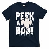 Peek A Boo Halloween Ghost T-Shirt - Navy Blue