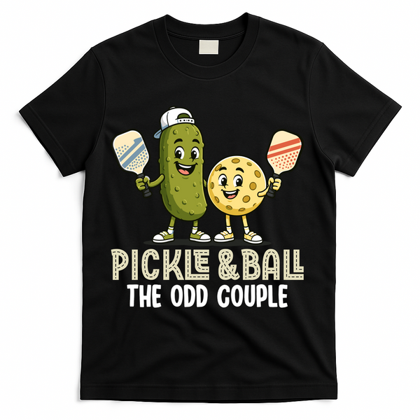Pickle And Ball The Odd Couple Pickleball Matching T-Shirt - Black