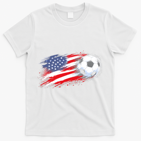 Patriotic American Flag Soccer USA Ball T-Shirt - White