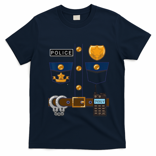 Policeman Costume Funny Halloween Police Officer T-Shirt - Navy Blue