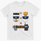 Policeman Costume Funny Halloween Police Officer T-Shirt - White