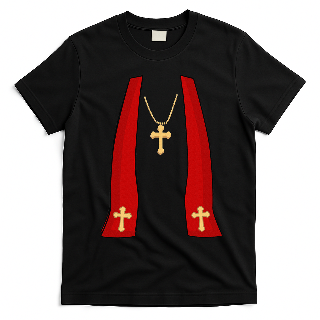 Pope Costume Halloween Costume Minister Priest T-Shirt - Black