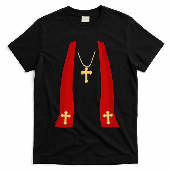 Pope Costume Halloween Costume Minister Priest T-Shirt - Black