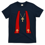 Pope Costume Halloween Costume Minister Priest T-Shirt - Navy Blue