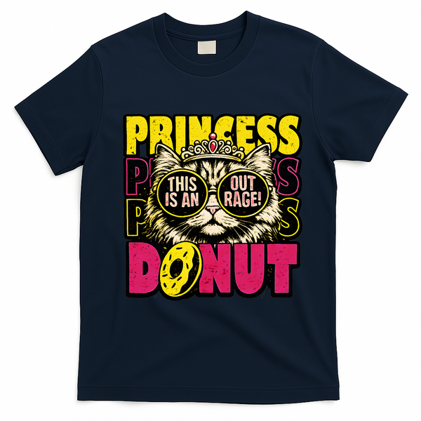 Princess Cat Outrage Goddammit Donut T-Shirt - Navy Blue