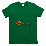 Pumpkin Chasing Raccoons Halloween Autumn Fun T-Shirt - Irish Green