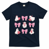 Pink Coquette Spooky Girly Halloween T-Shirt - Navy Blue