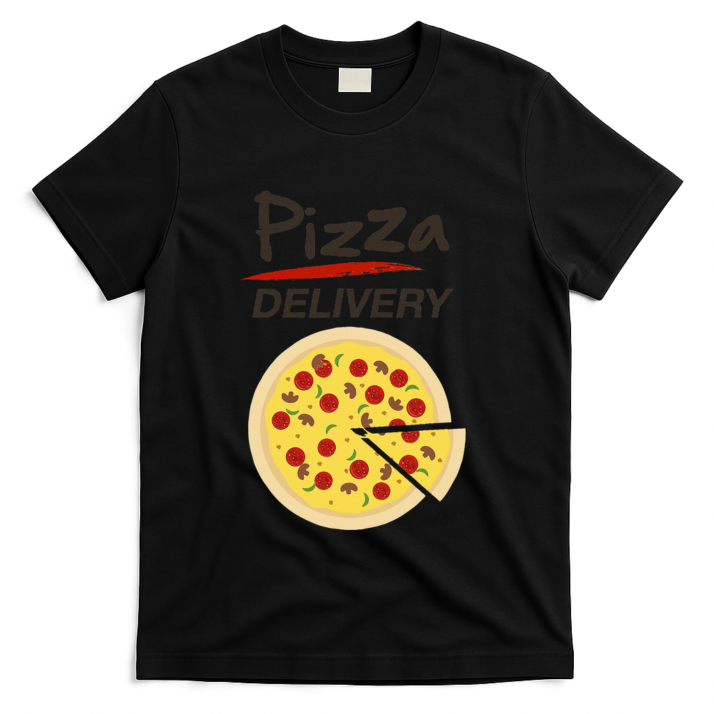 Pizza Delivery Costume Funny Fancy Dress Costumes T-Shirt - Black