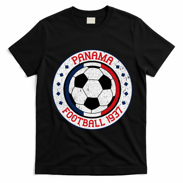 Panama Football 1937 Vintage Soccer Emblem T-Shirt - Black