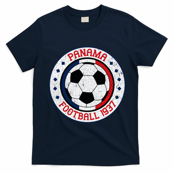 Panama Football 1937 Vintage Soccer Emblem T-Shirt - Navy Blue