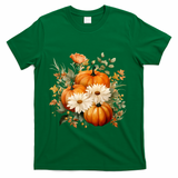 Pumpkin Fall Floral Festive T-Shirt - Green