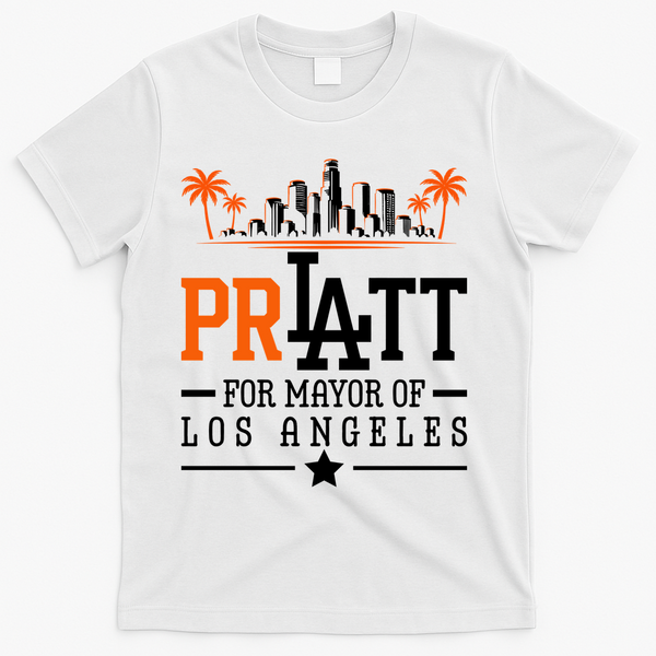 Pratt For Mayor Of Los Angeles City Skyline T-Shirt - White