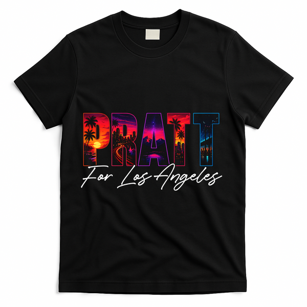 Pratt For Mayor Of Los Angeles Tropical Style T-Shirt - Black