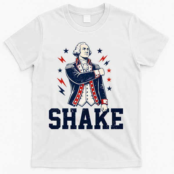 Patriotic George Washington Shake Revolutionary T-Shirt - White