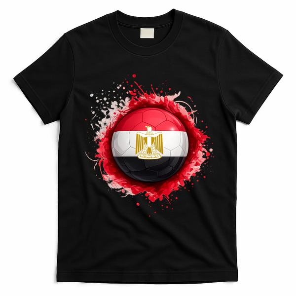 Proud Heritage Egypt Flag Soccer Ball T-Shirt - Black