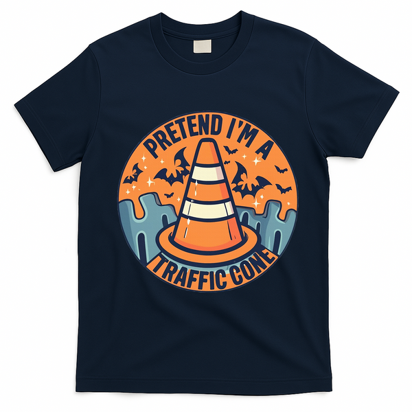 PRETEND IM A TRAFFIC CONE Halloween Costume T-Shirt - Navy Blue