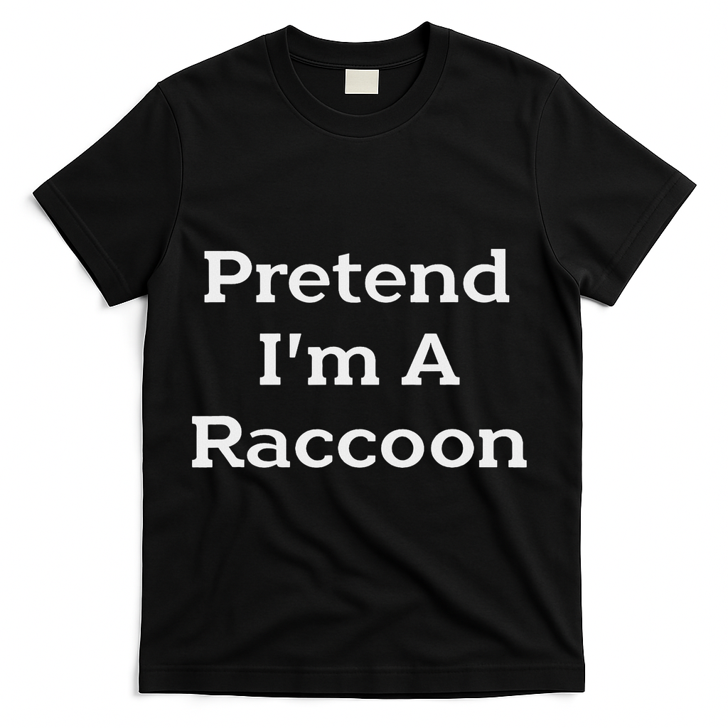 Pretend I'm A Raccoon Costume Funny Halloween Party T-Shirt - Black