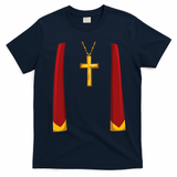 Priest Lazy DIY Halloween Costume Minister Pastor Preacher T-Shirt - Navy Blue