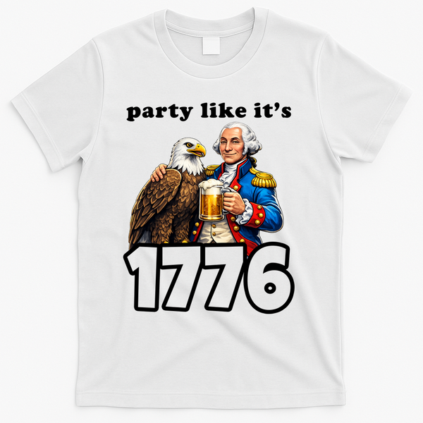Party Like It's 1776 George Washington Bald Eagle T-Shirt - White