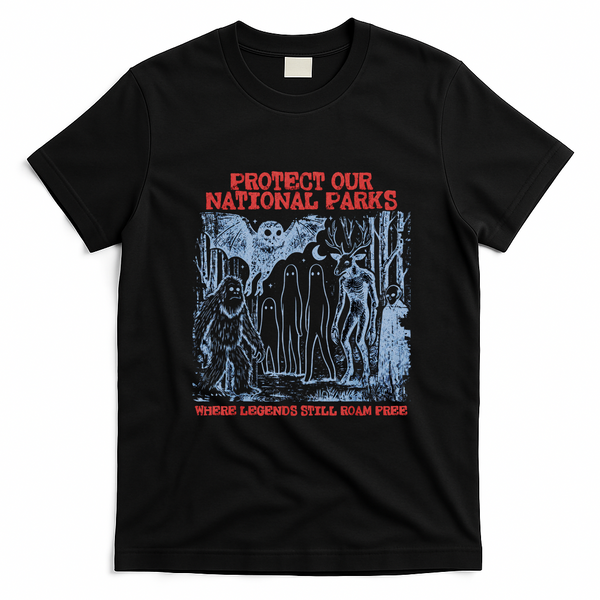 Protect Our National Parks Mothman Cryptid Horror T-Shirt - Black