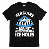 Penguin Protest Anti Authoritarian Ice Hole T-Shirt - Black