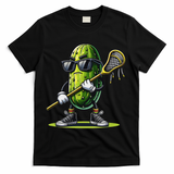 Pickle Playing Lacrosse Funny Sports Trendy For T-Shirt - Black