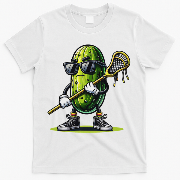 Pickle Playing Lacrosse Funny Sports Trendy For T-Shirt - White