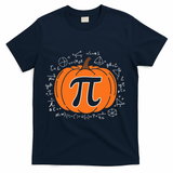 Pumpkin Pi Pie Math Teacher Funny Halloween Thanksgiving T-Shirt - Navy