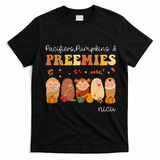 Pacifiers Pumpkins & Preemies Neonatal Nicu Nurse Halloween T-Shirt - Black