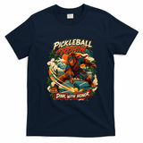 Pickleball Ronin Bigfoot Samurai – Dink With Honor T-Shirt - Navy Blue