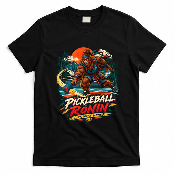 Pickleball Ronin – Dink With Honor Bigfoot Samurai T-Shirt - Black