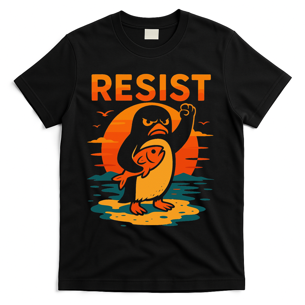 Penguin Resist Vintage Penguin Resist Cool Penguins Resist T-Shirt - Black