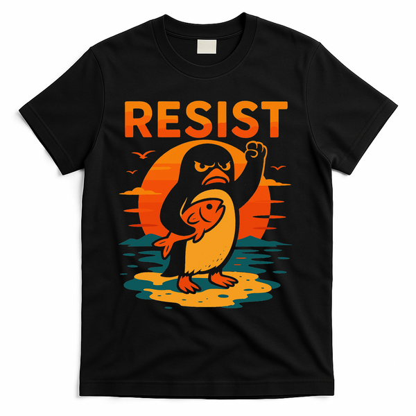 Penguin Resist Vintage Penguin Resist Cool Penguins Resist T-Shirt - Black