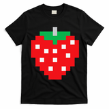 Pixel Strawberry 80s Video Game Halloween Costume T-Shirt - Black