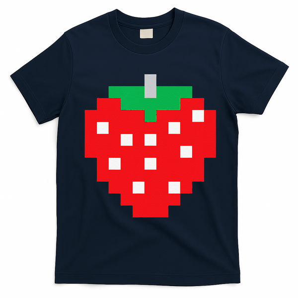 Pixel Strawberry 80s Video Game Halloween Costume T-Shirt - Navy Blue